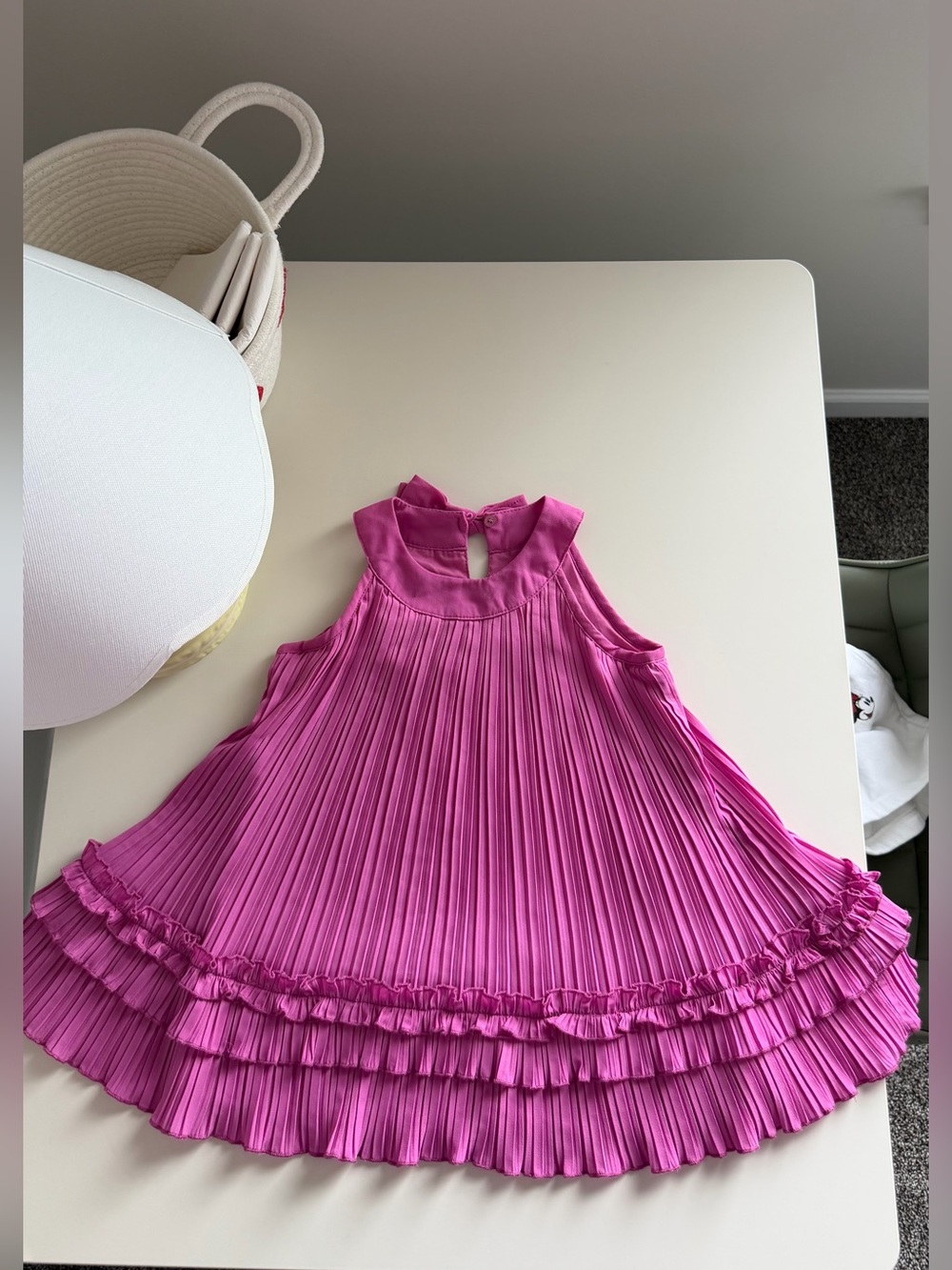 2T Mayoral Fuchsia Pleated Ruffle Hem Toddler Girls Dress